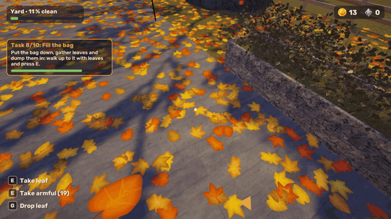 Gathering an armful of leaves