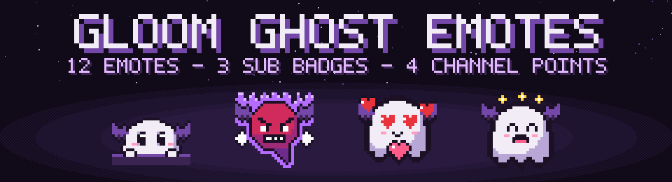 Gloom Ghost Emotes - Pixel Twitch & Discord Emote Pack
