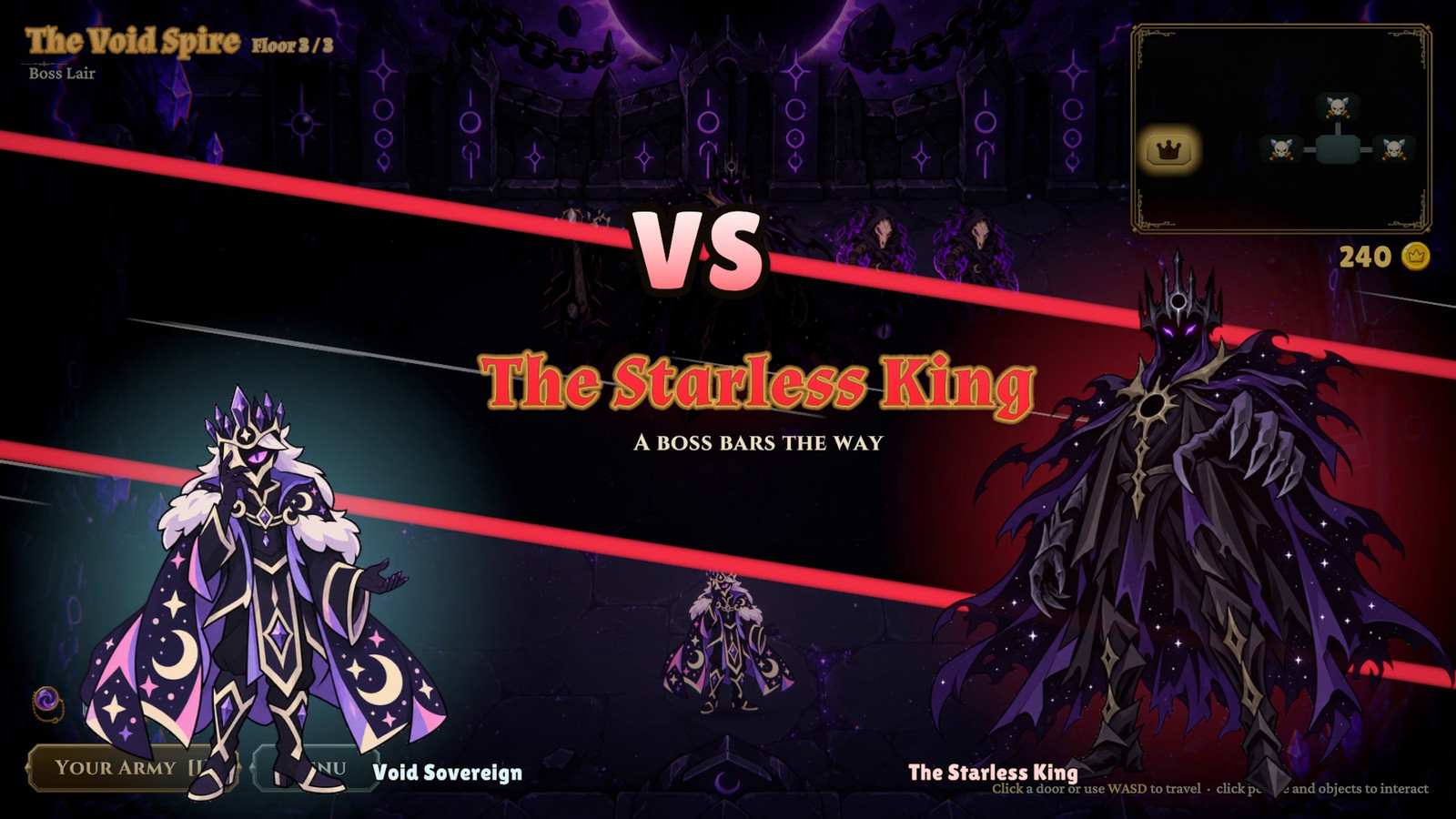 Boss encounter: the Void Sovereign faces the Starless King.