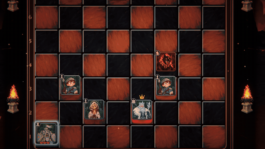 Gameplay: a Hellhound lunges at the King, and the Martyr swaps places to take the lethal hit.