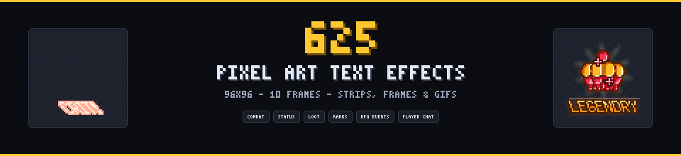 625 Pixel Art Text Effects: RPG, Combat, Status, Loot & Player Chat Popups