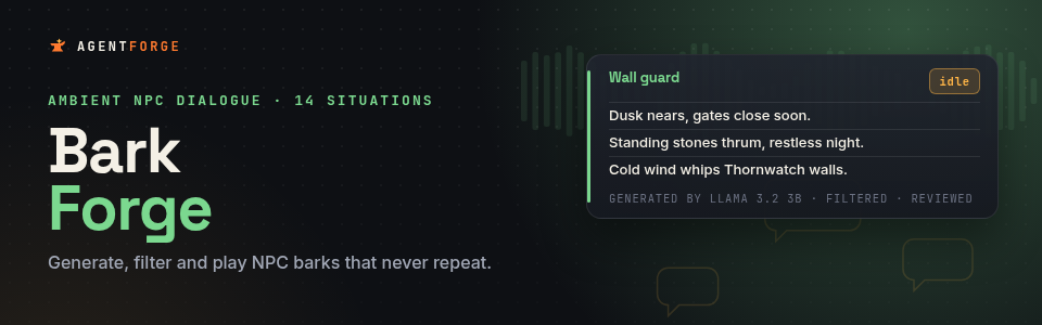 Bark Forge: Ambient NPC Dialogue Generator + 511-Line Library