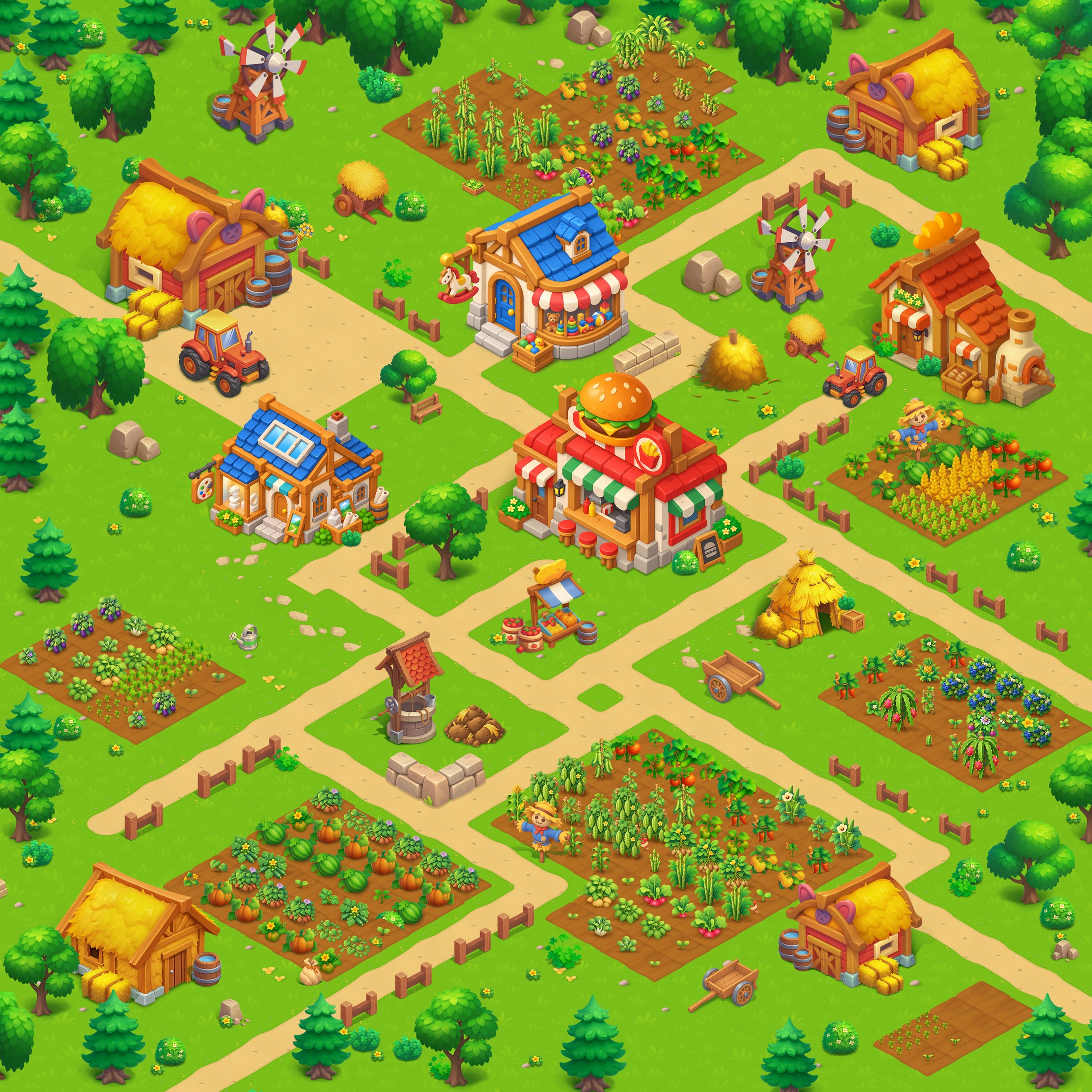 Example farm layout assembled from Farm V2 artwork
