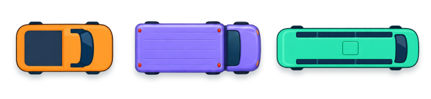 Pickup, truck and bus from the game