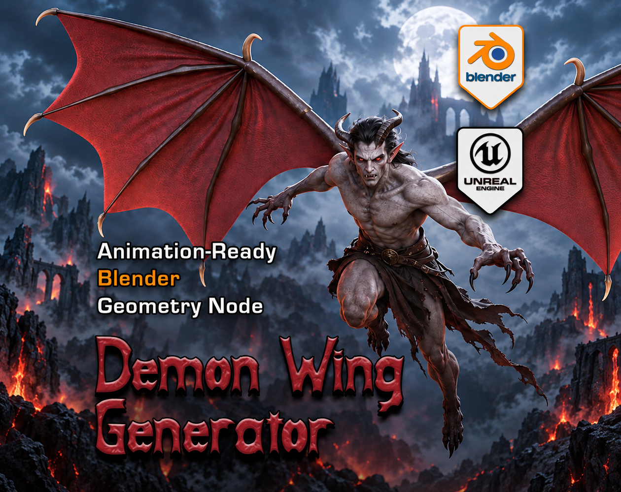 Demon Wing Generator for Blender — Animated Wings & Unreal Examples by ...