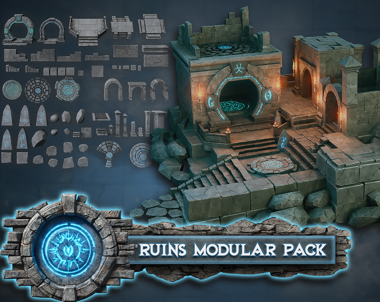 Stone Ruins — Stylized Modular Kit by 3D Tudor