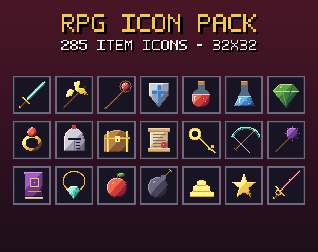 RPG Icon Pack - 285 Item Icons 32x32
