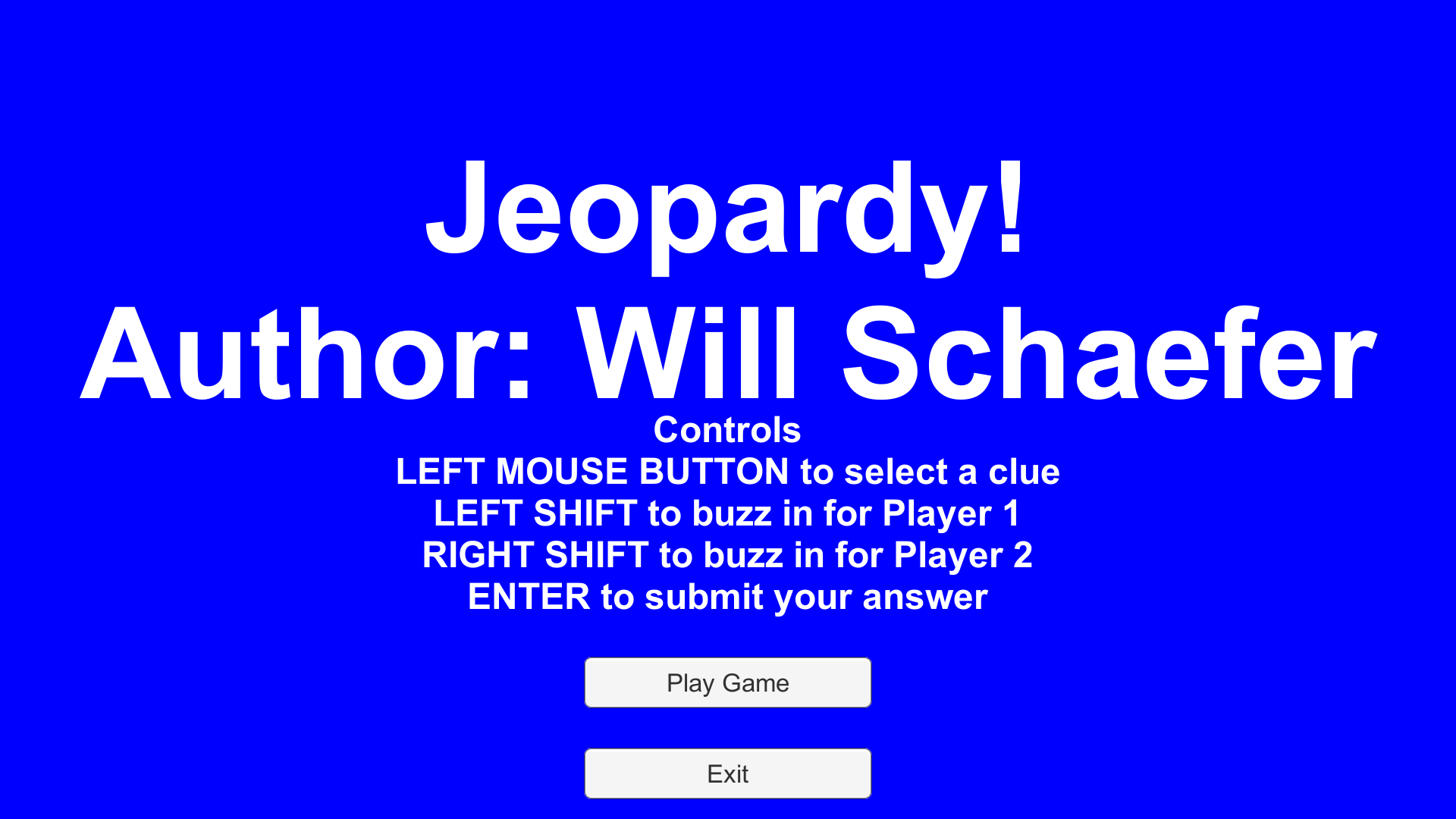William Schaefer's Jeopardy!