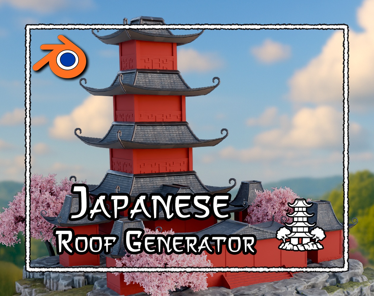 Japanese Roof Generator — Blender Geometry Nodes by 3D Tudor