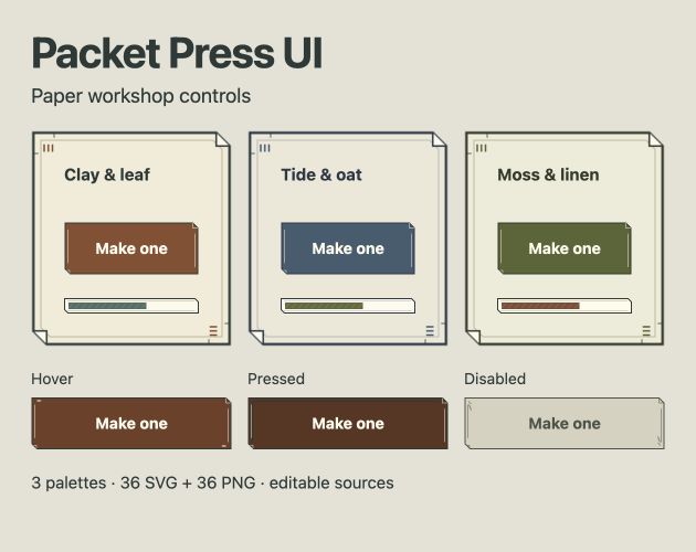 Three palettes and button states