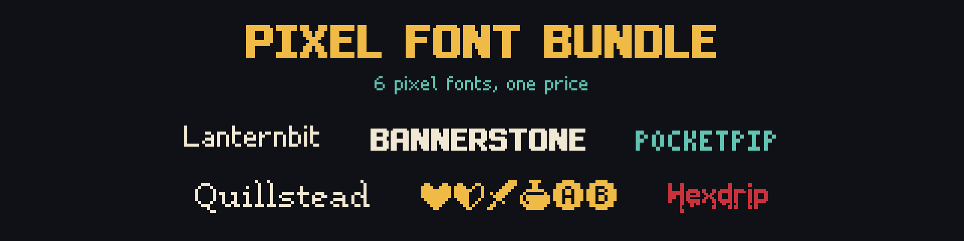 Pixel Font Bundle - 6 Pixel Fonts for Games