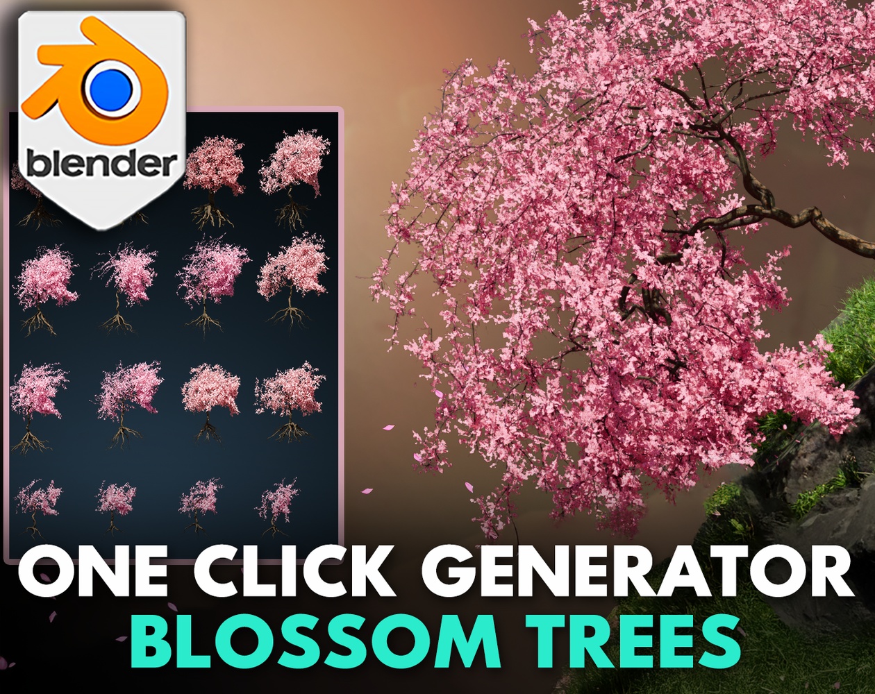 Stylized Cherry Tree Generator — Blender Geometry Nodes by 3D Tudor