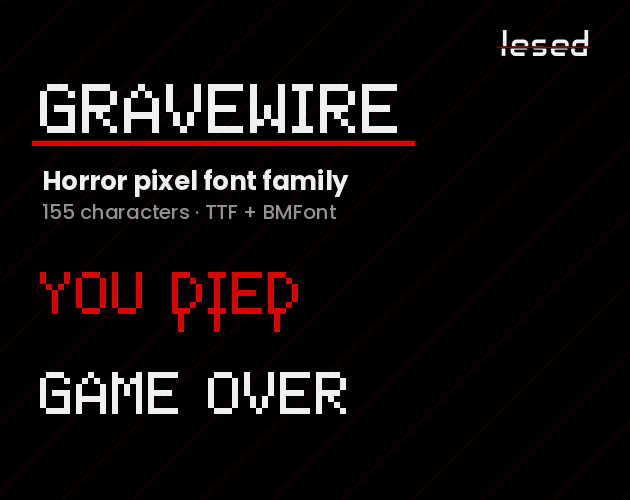 Gravewire – Horror Pixel Font Family (3 Styles) by lesed