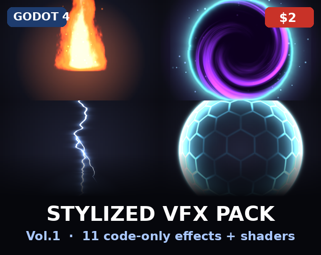 Godot 4 Stylized VFX Pack Vol.1: 11 Code-Only Effects by ahmed G9