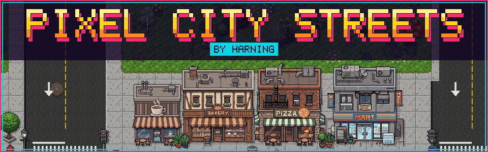 Pixel City Streets – Top-Down Road Tileset & Street Props
