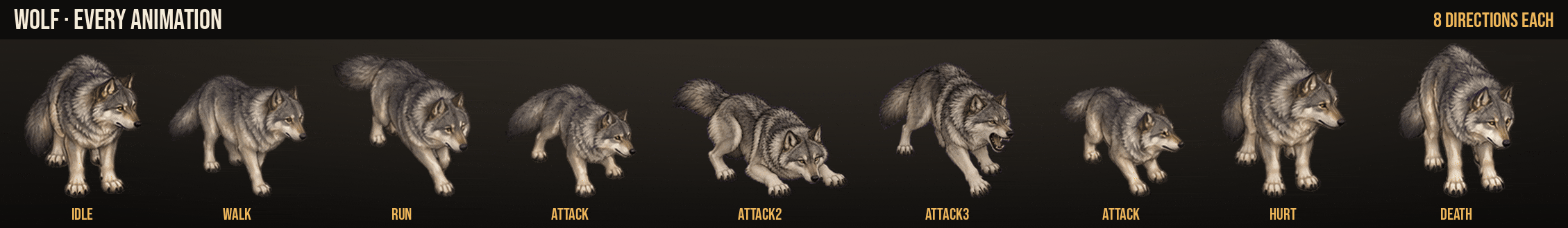 Wolf: every animation