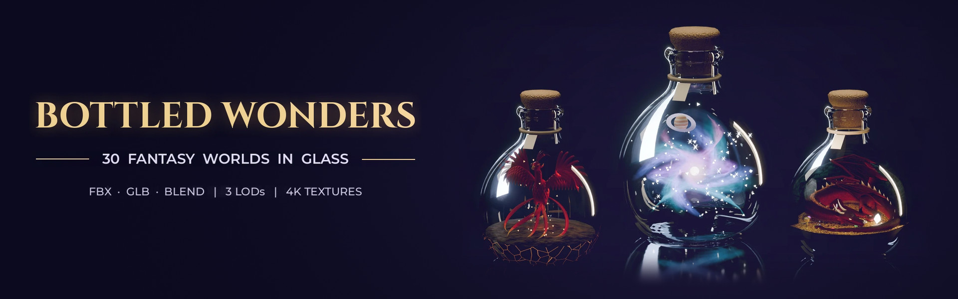 Bottled Wonders Vol.1 — 30 Fantasy Worlds in a Bottle (3D)