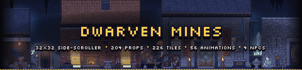 Dwarven Mines - 32x32 Side-Scroller Pixel Art Pack