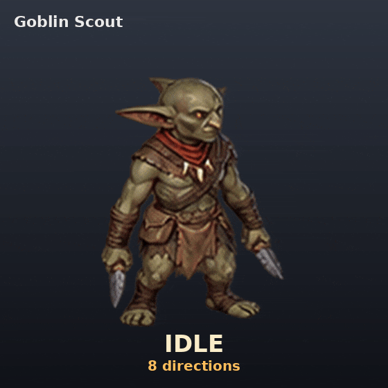 Goblin Scout: every animation, large