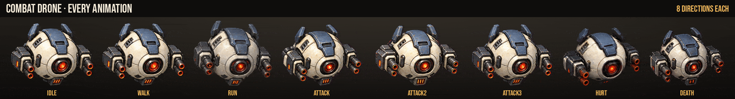 Combat Drone: every animation