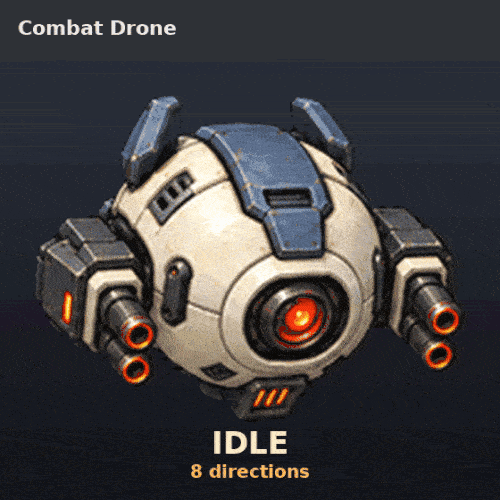 Combat Drone: every animation, large
