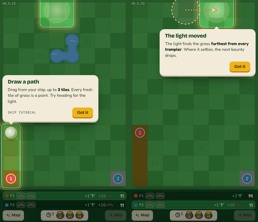 The new Draw a path and The light moved cards
