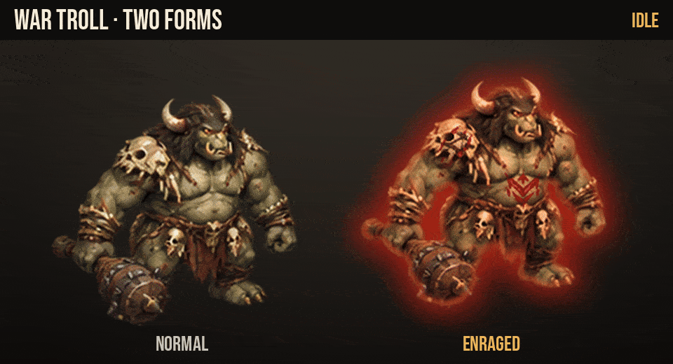 War Troll: normal and enraged form
