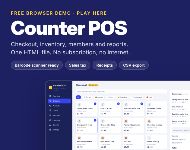 Point Counterpoint Png Counter POS - Free Browser Demo (Point of Sale & Inventory) by goat99zyx