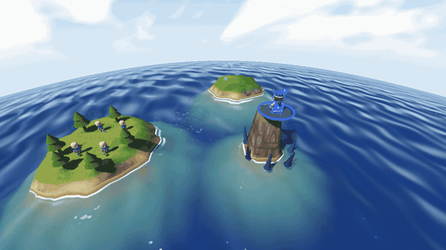 A curved Land Bridge rises out of the sea