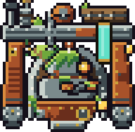 The old robot seated in its Drill