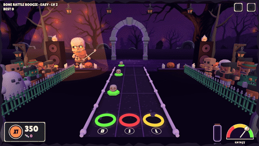 Hit the skull gems on the beat
