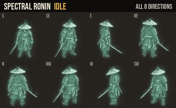 Spectral Ronin: idle, walk and run in all 8 directions