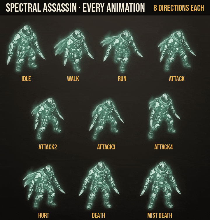 Spectral Assassin: every animation
