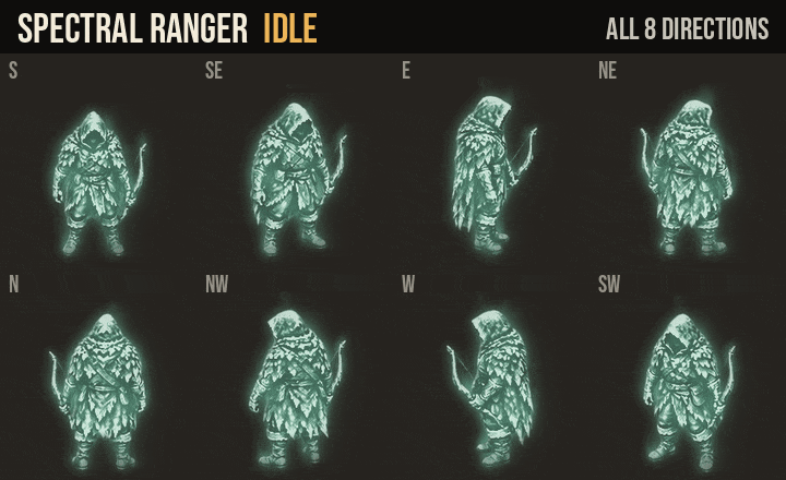 Spectral Ranger: idle, walk and run in all 8 directions