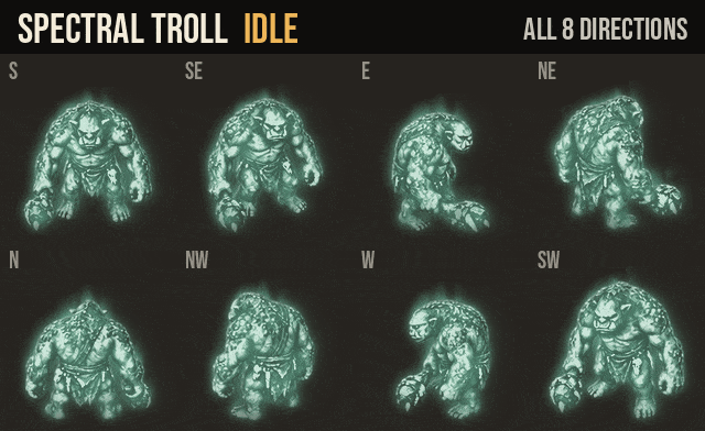 Spectral Troll: idle, walk and run in all 8 directions