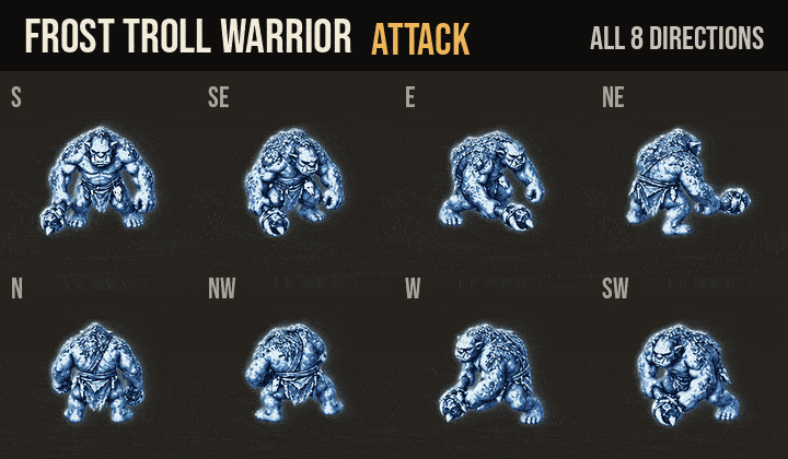 Frost Brutes: attacks, hurt and deaths in all 8 directions