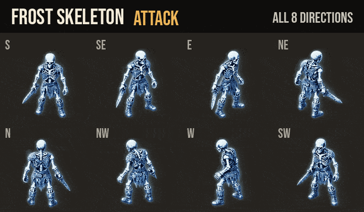 Frost Undead: attacks, hurt and deaths in all 8 directions