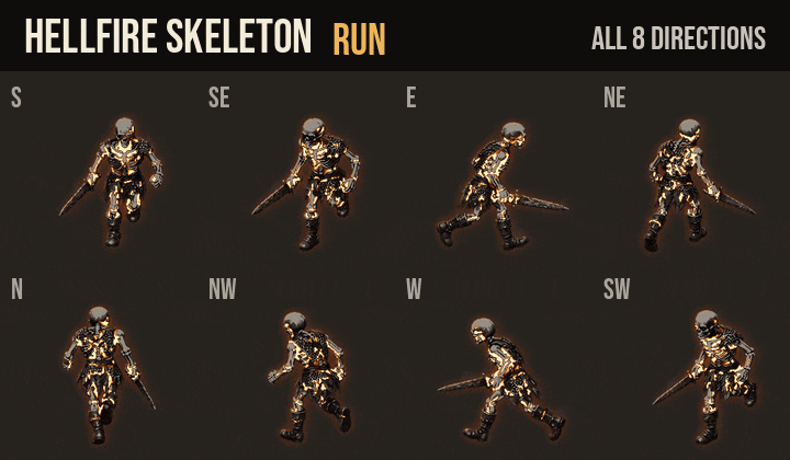 Hellfire Undead: running in all 8 directions