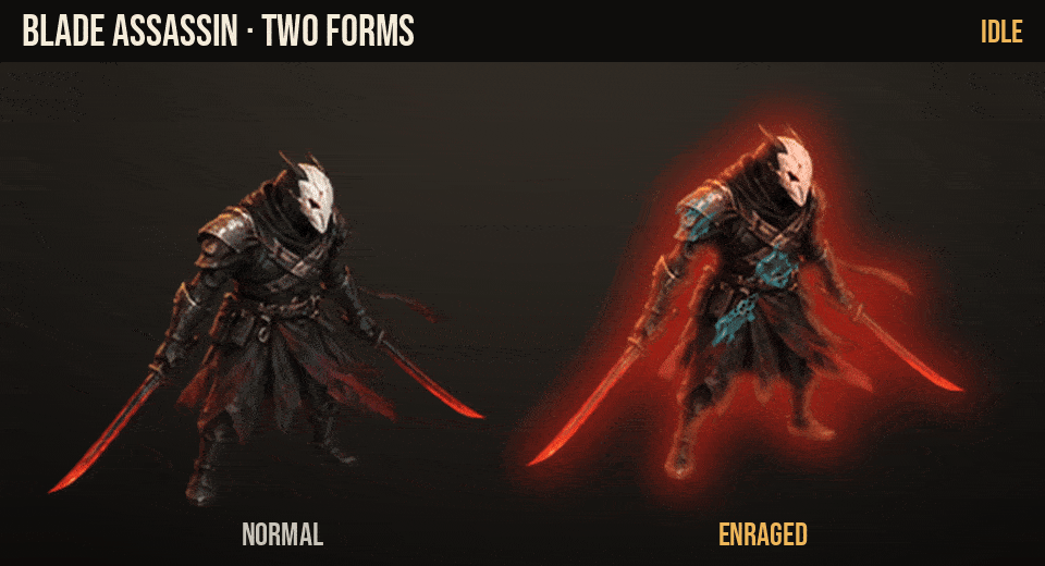 Blade Assassin: normal and enraged form