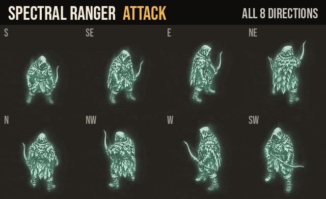 Spectral Ranger: attacks, hurt and deaths in all 8 directions