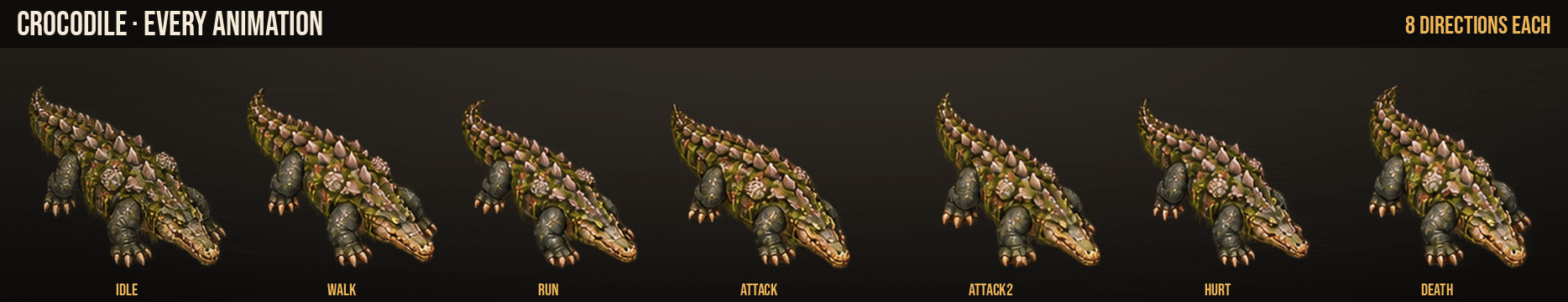 Crocodile: every animation