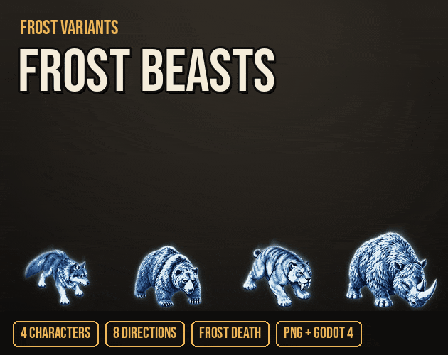 Frost Beasts cover: Frost Wolf, Frost Bear, Frost Sabre-tooth and Frost Rhino in action