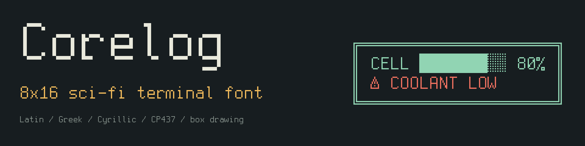 Corelog - 8x16 Sci-Fi Terminal Monospace Pixel Font