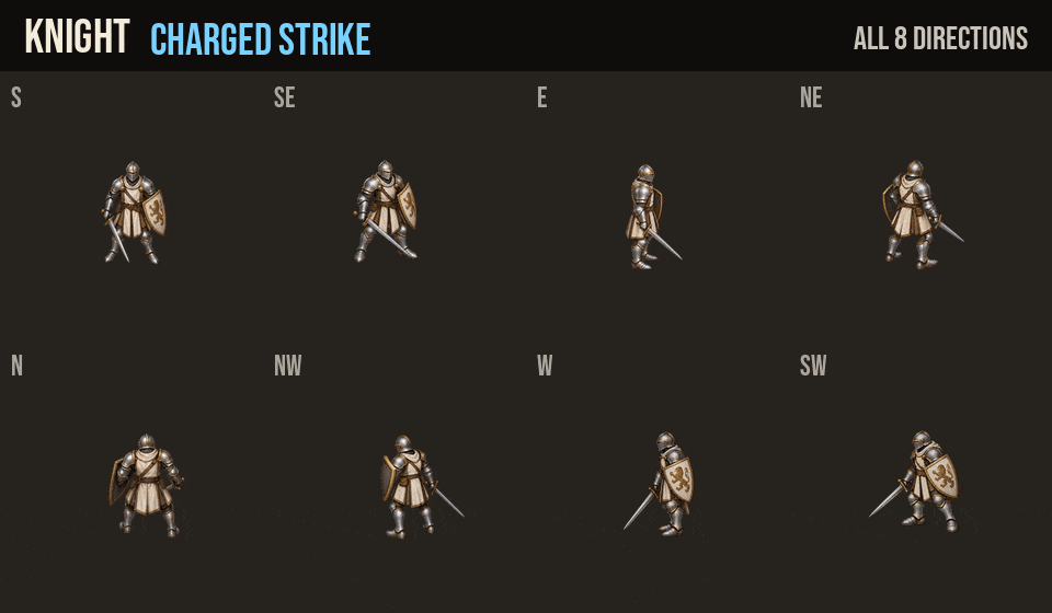 Armored Knights: special moves in all 8 directions