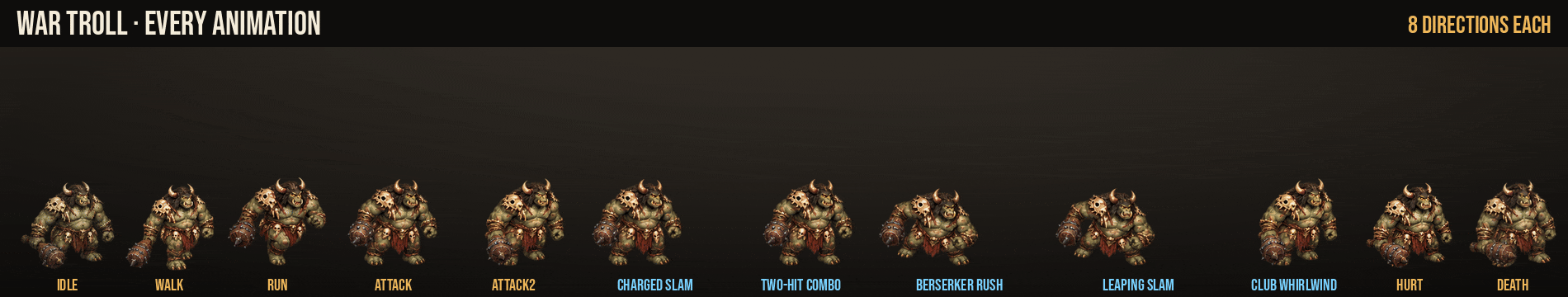 War Troll: every animation