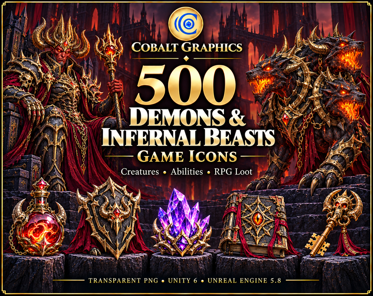 Demons & Infernal Beasts Game Icons | 500 | Monsters, Abilities & RPG Loot — Cobalt Game Assets