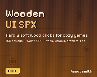 Wooden UI SFX — 190 Wood Taps, Knocks & Menu Sounds (CC0) cover