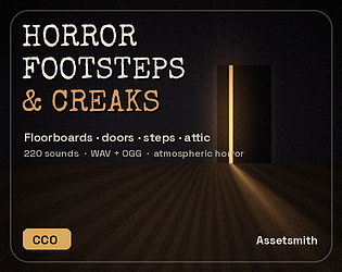 Horror Footsteps & Creaks — 220 Horror Creak, Door & Footstep Sounds (CC0) cover