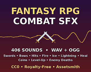 Fantasy RPG Combat SFX - 406 Swords, Magic, Hits & Impacts (CC0) cover