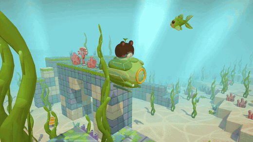 Exploring a coral reef in a submarine